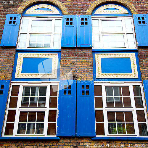 Image of old window in europe london  red brick wall     and      histori