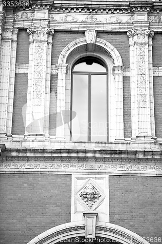 Image of in europe london old red brick wall and      historical window