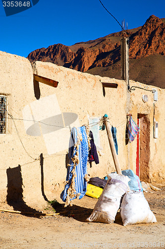 Image of bags  roof  moroccan old wall    in antique 