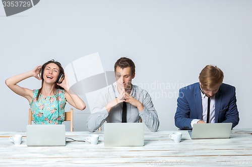 Image of Business team working on their business project together at office