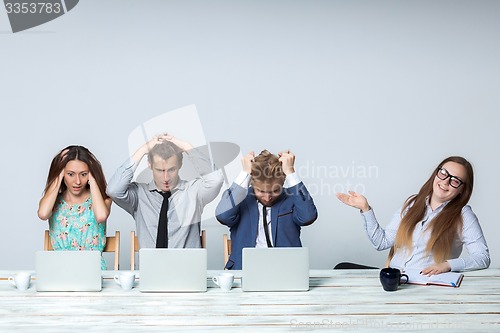 Image of Business team working on their business project together at office