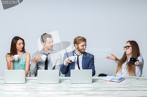 Image of Business team working on their business project together at office