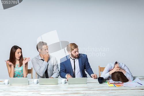 Image of Business team working on their business project together at office