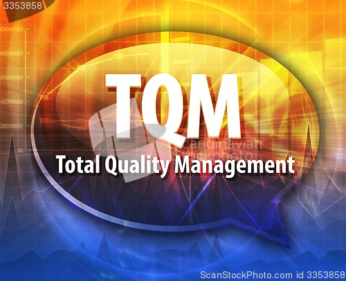 Image of TQM acronym word speech bubble illustration