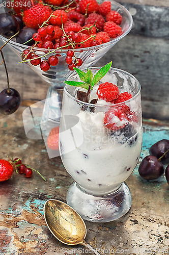 Image of ice cream with fresh fruit