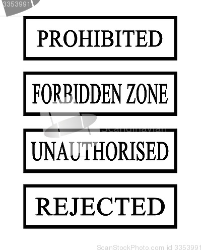 Image of four prohibited stamps