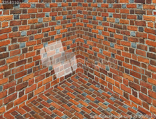 Image of angle in the room with walls from the red brick