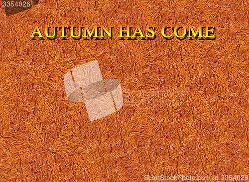 Image of texture from yellow leaves and inscription
