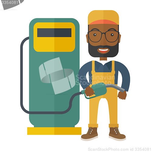 Image of Gasoline boy with gas pump