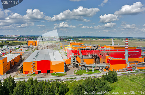 Image of Aerial view on iron and steel works factory. Russia