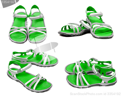 Image of Set of green summer sandals