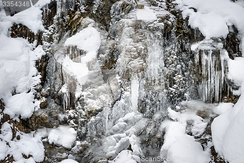 Image of Waterfall with snow Bavaria