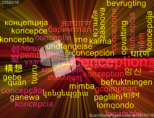 Image of Conception multilanguage wordcloud background concept glowing