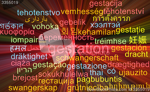 Image of Gestation multilanguage wordcloud background concept glowing