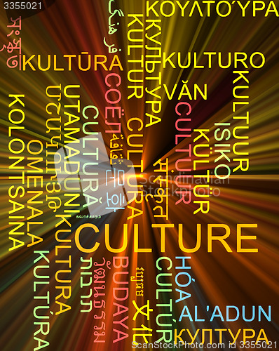 Image of Culture multilanguage wordcloud background concept glowing