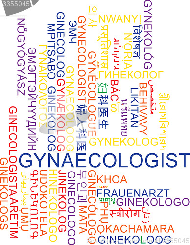 Image of Gynaecologist multilanguage wordcloud background concept