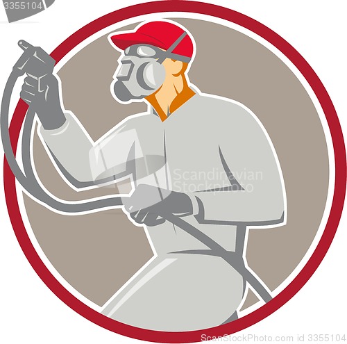 Image of Spray Painter Paint Gun Spraying Circle Retro