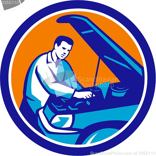 Image of Auto Mechanic Car Repair Circle Retro