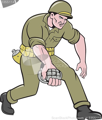 Image of World War Two Soldier American Grenade Cartoon