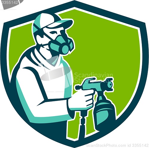 Image of Spray Paint Gun Painter Spraying Shield Retro