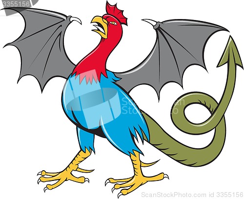 Image of Basilisk Bat Wing Crowing Cartoon