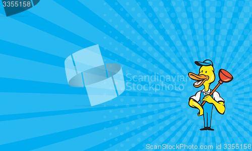 Image of Business card Duck Plumber Plunger Standing Cartoon