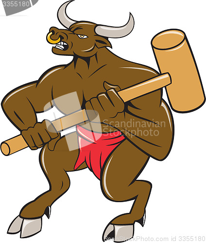 Image of Minotaur Wielding Sledgehammer Cartoon