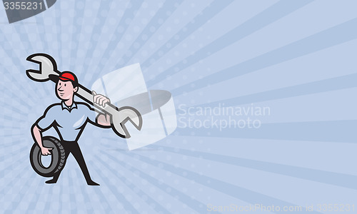 Image of Business card Mechanic With Tire Socket Wrench And Tire