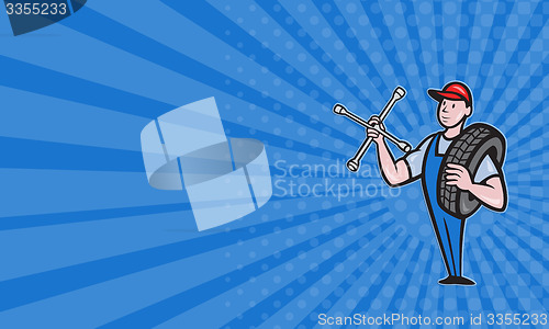 Image of Business card Mechanic With Tire Socket Wrench And Tire