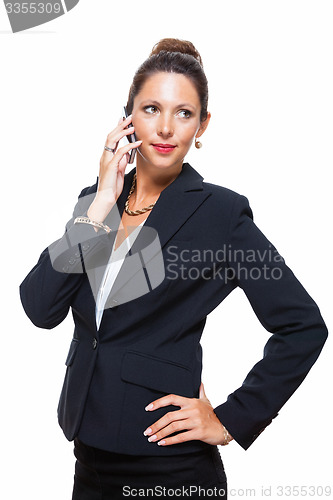 Image of Businesswoman Calling Someone on Mobile Phone