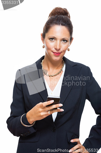 Image of Businesswoman Calling Someone on Mobile Phone