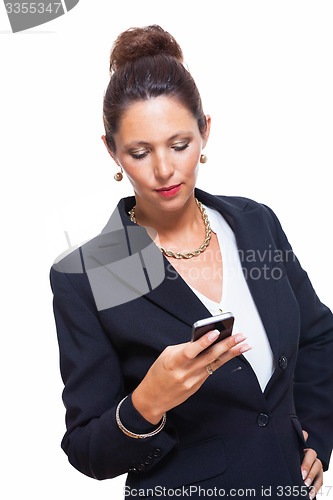 Image of Businesswoman Calling Someone on Mobile Phone