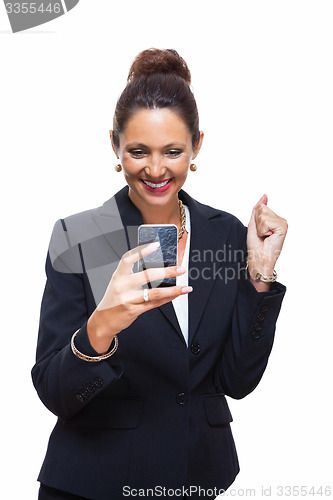 Image of Businesswoman Calling Someone on Mobile Phone