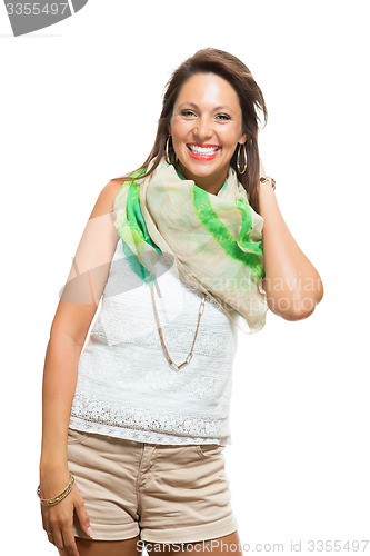 Image of Stylish Young Woman in Trendy Shirt