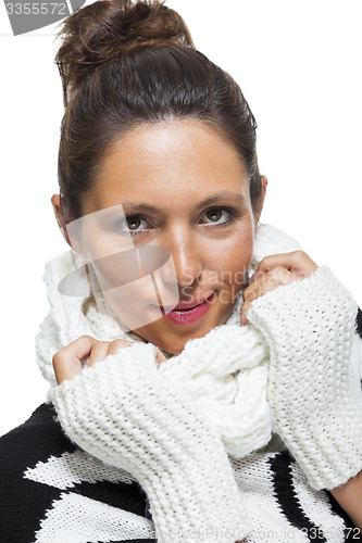 Image of Attractive elegant woman in winter fashion