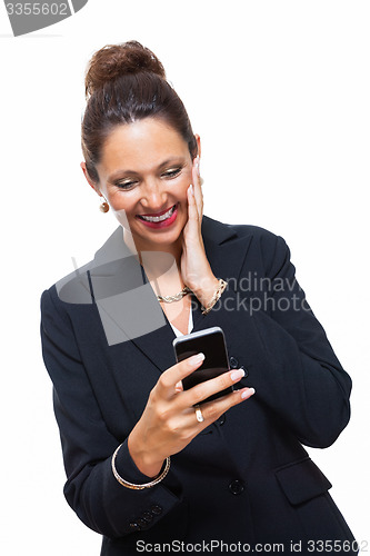 Image of Businesswoman Calling Someone on Mobile Phone