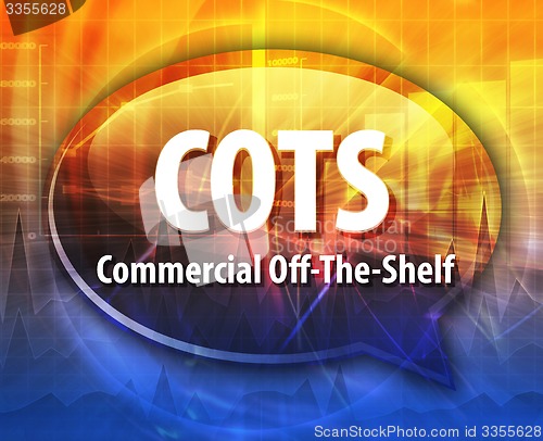 Image of COTS acronym word speech bubble illustration