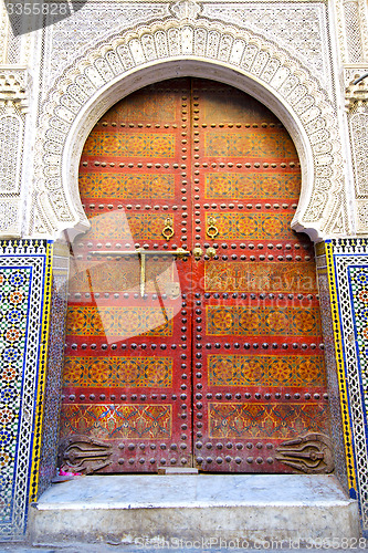 Image of historical in  antique building door morocco style africa   wood