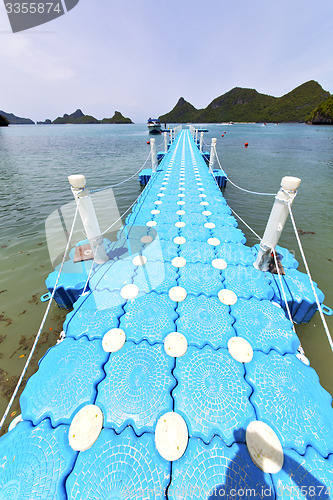 Image of plastic pier  coastline of a  green    south china sea thailand 