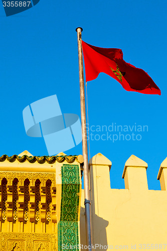 Image of tunisia  waving flag in the  sky  colour and battlements  wave