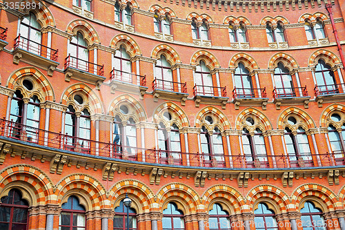 Image of old wall architecture in london england windows and brick exteri