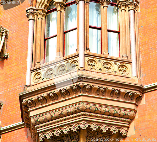 Image of old architecture in london england windows and brick exterior wa