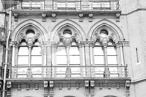 Image of old wall architecture in london england windows and brick exteri