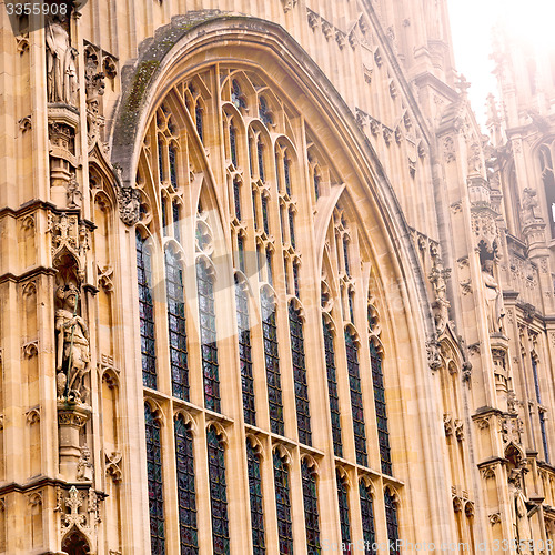 Image of old in london  historical    parliament glass  window    structu