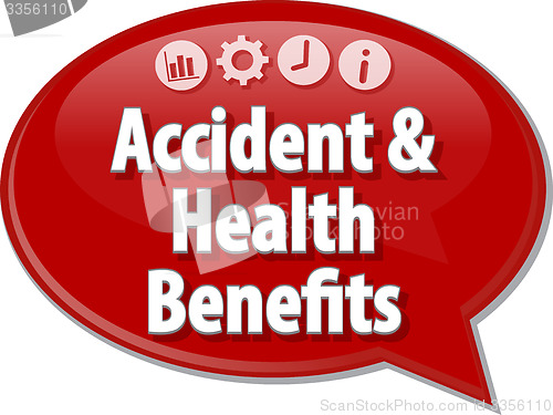 Image of Accident & Health Benefits Business term speech bubble illustrat
