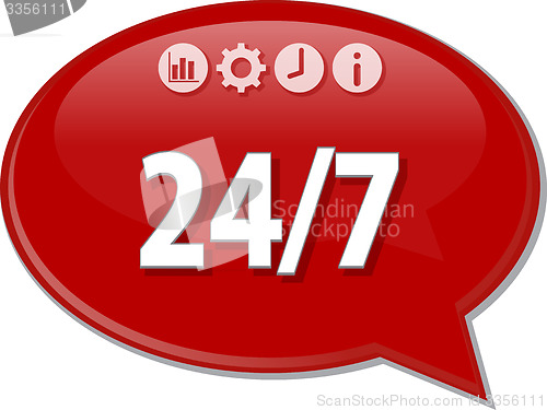 Image of 24 /7 Business term speech bubble illustration