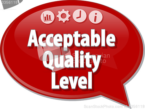 Image of Acceptable Quality Level Business term speech bubble illustratio