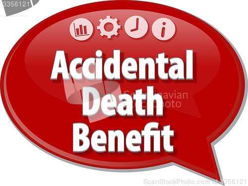 Image of Accidental death benefit Business term speech bubble illustratio