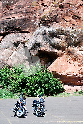 Image of Motorbikes parked.