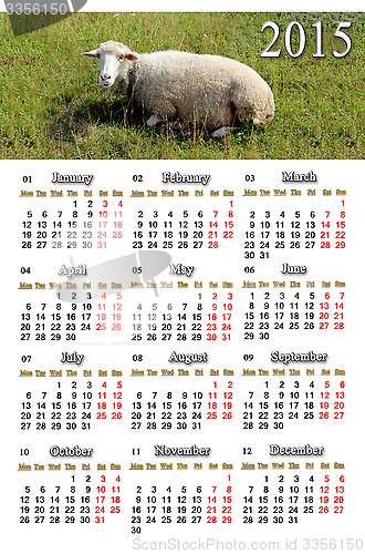 Image of calendar for 2015 year with sheep